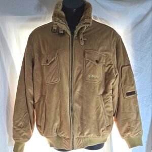 Vintage Faux Suede Fuzzy Lining Bomber Jacket EUC